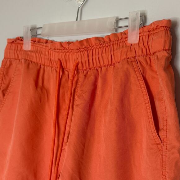 Loft Emery Pull On Shorts Size Large Orange Soft Twill Drawstring Waist Pockets - Picture 2 of 7